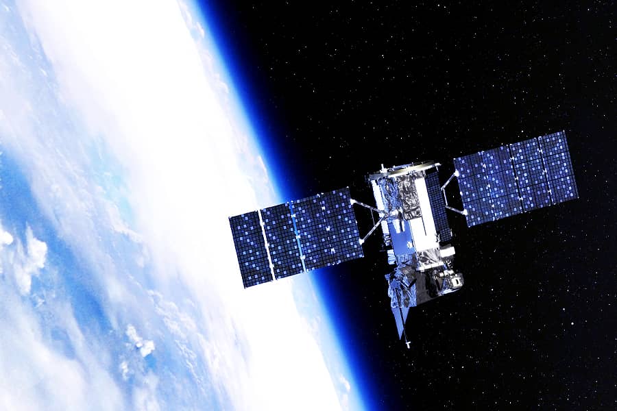 Satellite orbiting earth